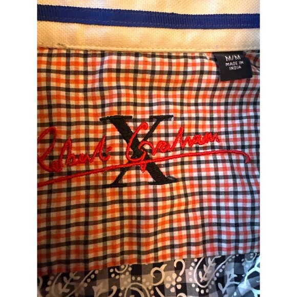 Robert Graham Mens Checkered Paisley Contract Cuff Long Sleeve Button-Up Shirt M - Picture 3 of 6